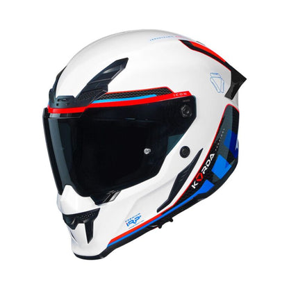 KORDA ICON TOKIO GLOSS WHITE BLUE FULL FACE HELMET- ECE AND ISI CERTIFIED