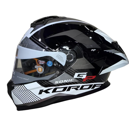 KORDA (GLOSS GREY) SONIC GP FURIOSA FULL FACE HELMET- ECE AND ISI CERTIFIED