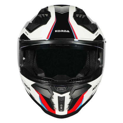 HELMET KORDA EVO ORCUS GLOSS WHITE BLUE RED M W/P FULL FACE HELMET ISI CERTIFIED
