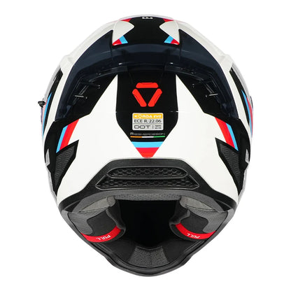 HELMET KORDA EVO ORCUS GLOSS WHITE BLUE RED M W/P FULL FACE HELMET ISI CERTIFIED