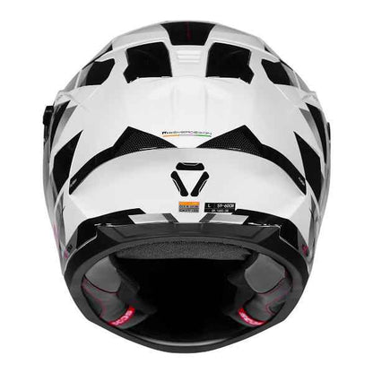 KORDA SONIC GP FLASH GLOSS WHITE BLACK FULL FACE HELMET- ECE AND ISI CERTIFIED