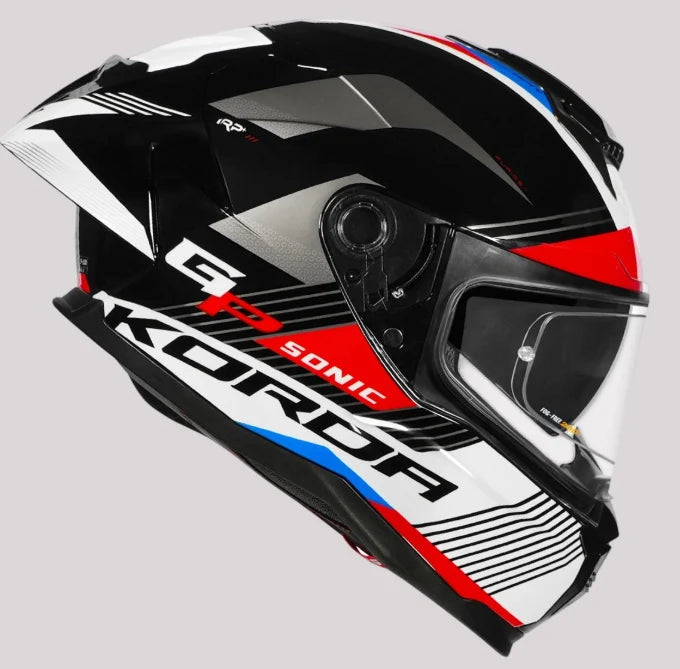 KORDA SONIC GP FURIOSA GLOSS RED FULL FACE HELMET- ECE AND ISI CERTIFIED