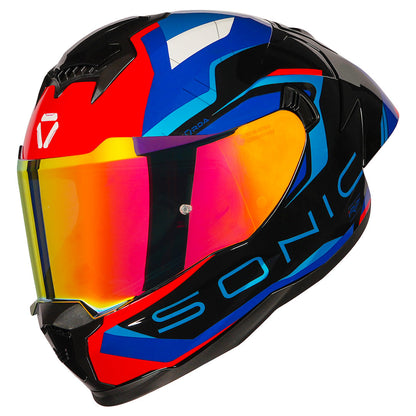 Korda Sonic GP Roadlion Helmet Red & Blue FULL FACE HELMET- ECE AND ISI CERTIFIED