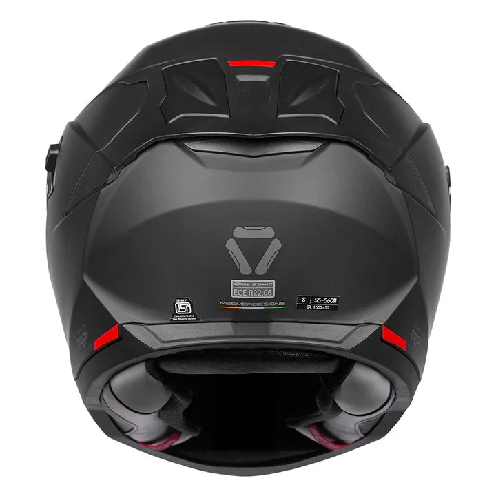 KORDA SONIC GP SOLID MATT BLACK FULL FACE HELMET - ECE AND ISI CERTIFIED