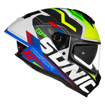 KORDA SONIC GP SPI-D MULTI Fluorescent Yellow FULL FACE HELMET- ECE AND ISI CERTIFIED