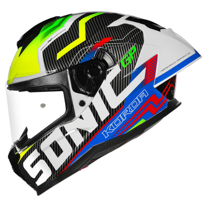 KORDA SONIC GP SPI-D MULTI Fluorescent Yellow FULL FACE HELMET- ECE AND ISI CERTIFIED