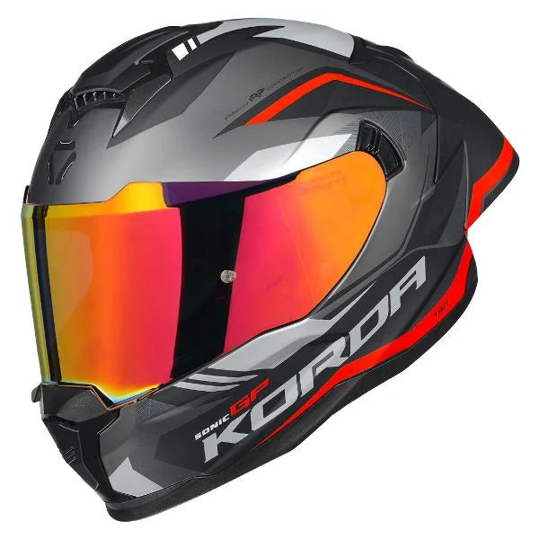 KORDA SONIC GP TROY MATT RED FULL FACE HELMET- ECE AND ISI CERTIFIED