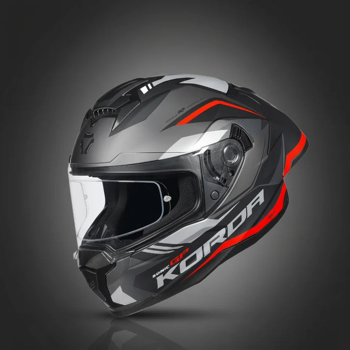 KORDA SONIC GP TROY MATT RED FULL FACE HELMET- ECE AND ISI CERTIFIED