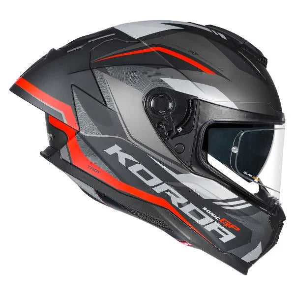 KORDA SONIC GP TROY MATT RED FULL FACE HELMET- ECE AND ISI CERTIFIED