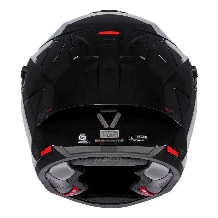 KORDA SONIC GP SOLID GLOSS BLACK W/V FULL FACE HELMET - ECE AND ISI CERTIFIED