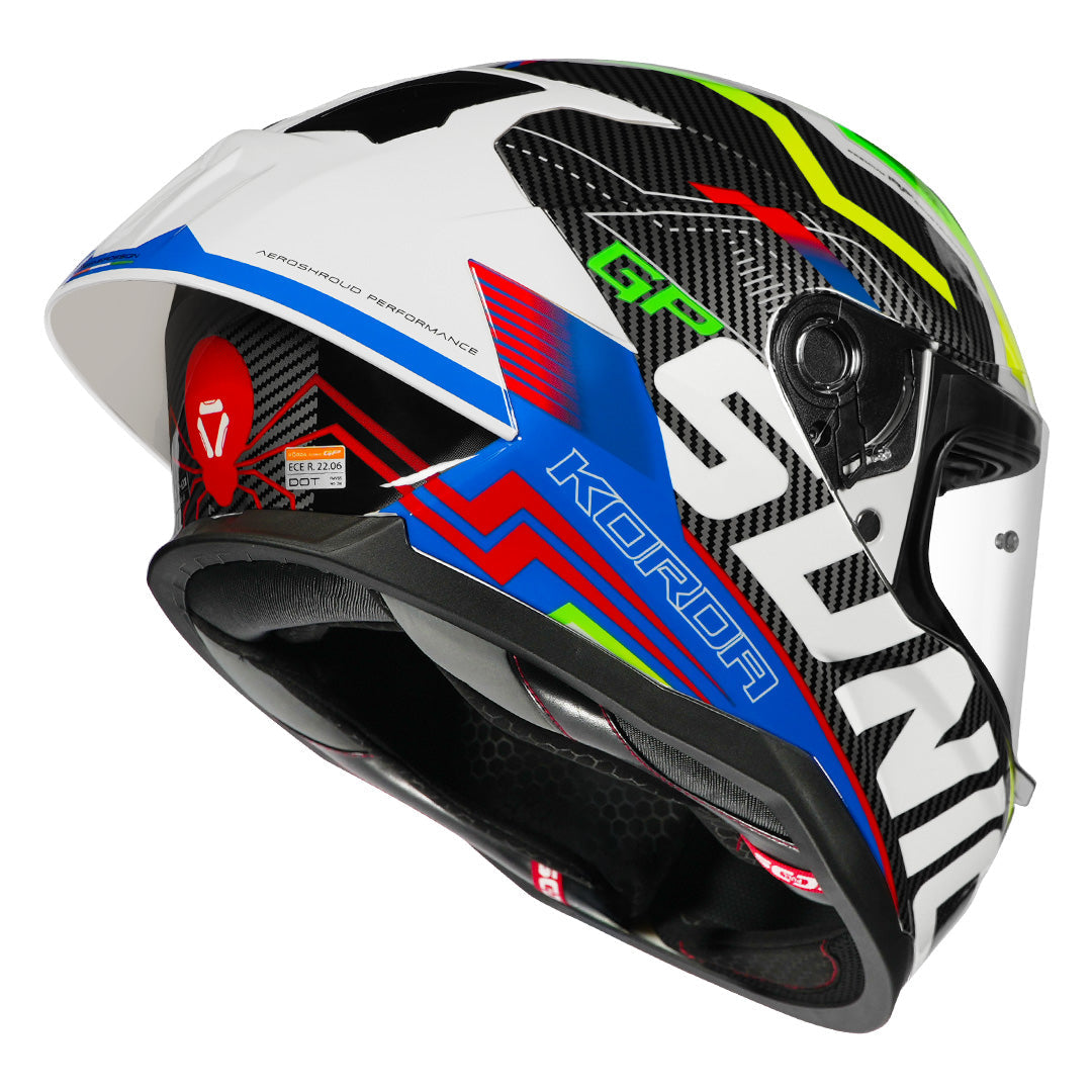 KORDA SONIC GP SPI-D MULTI Fluorescent Yellow FULL FACE HELMET- ECE AND ISI CERTIFIED