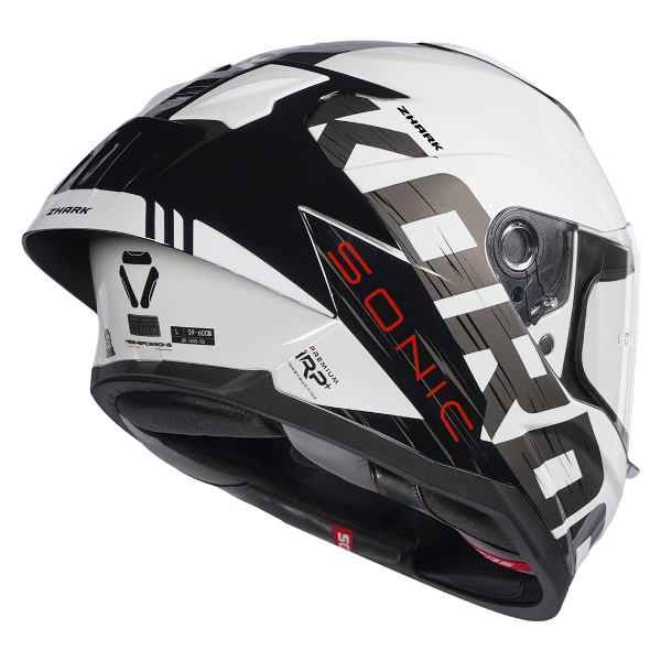 KORDA SONIC GP ZHARK GLOSS BLACK WHITE W/V FULL FACE HELMET - ECE AND ISI CERTIFIED