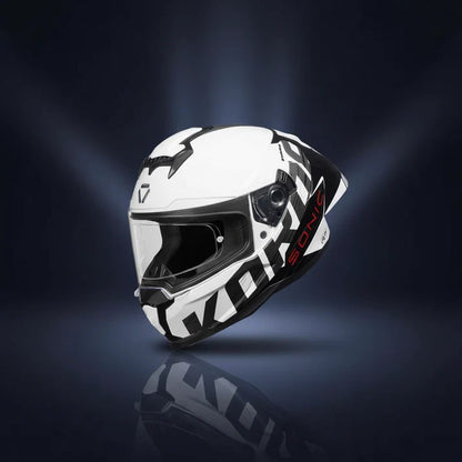 KORDA SONIC GP ZHARK GLOSS BLACK WHITE W/V FULL FACE HELMET - ECE AND ISI CERTIFIED