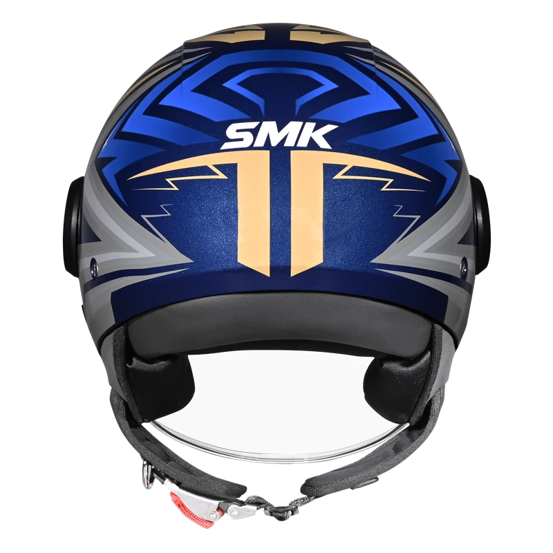 SMK Laminar Starz Blue Grey Half Face Helmet, ISI DOT & Ece 22.06 Certified - GL565