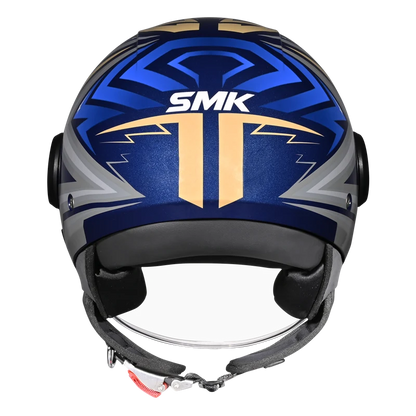 SMK Laminar Starz Blue Grey Half Face Helmet, ISI DOT & Ece 22.06 Certified - GL565