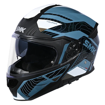 SMK Gullwing Navigator Blue White Gloss (GL551) Helmet ( FLIP UP TOURING HELMET )