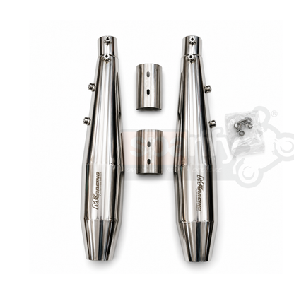 MK Racing Chrome Stainless Steel Slip-On Twin Exhaust Muffler Kit for Royal Enfield Interceptor 650 & Continental GT 650 ( with DB Killer )