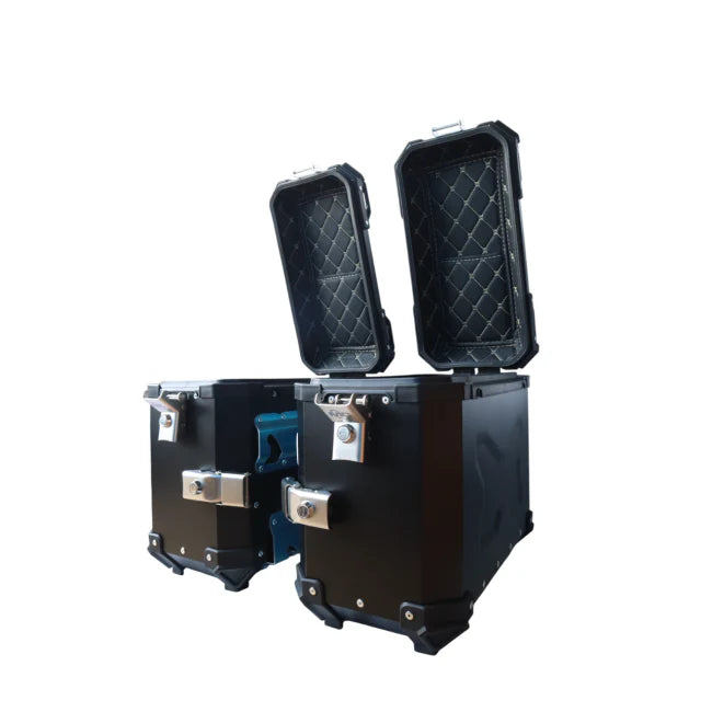 MOTOCARE Aluminium Touring Panniers 36L(each) with brackets | X TYPE  - Set of 2 - Black