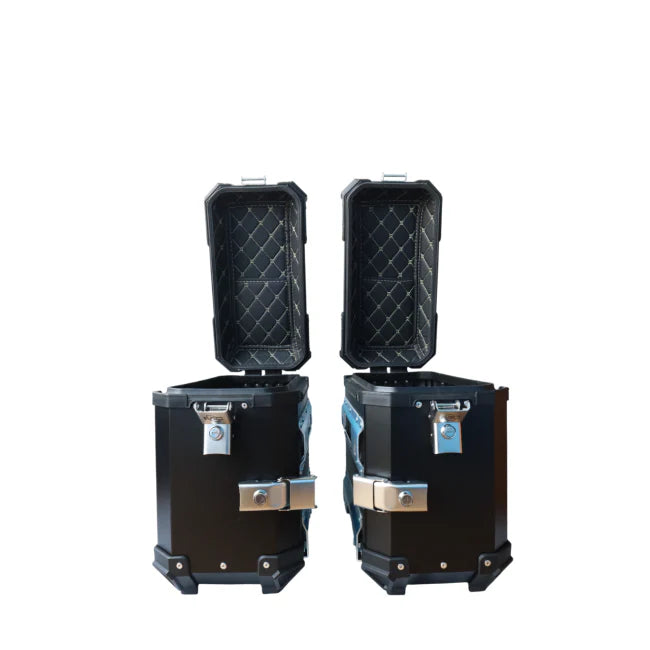 MOTOCARE Aluminium Touring Panniers 36L(each) with brackets | X TYPE  - Set of 2 - Black