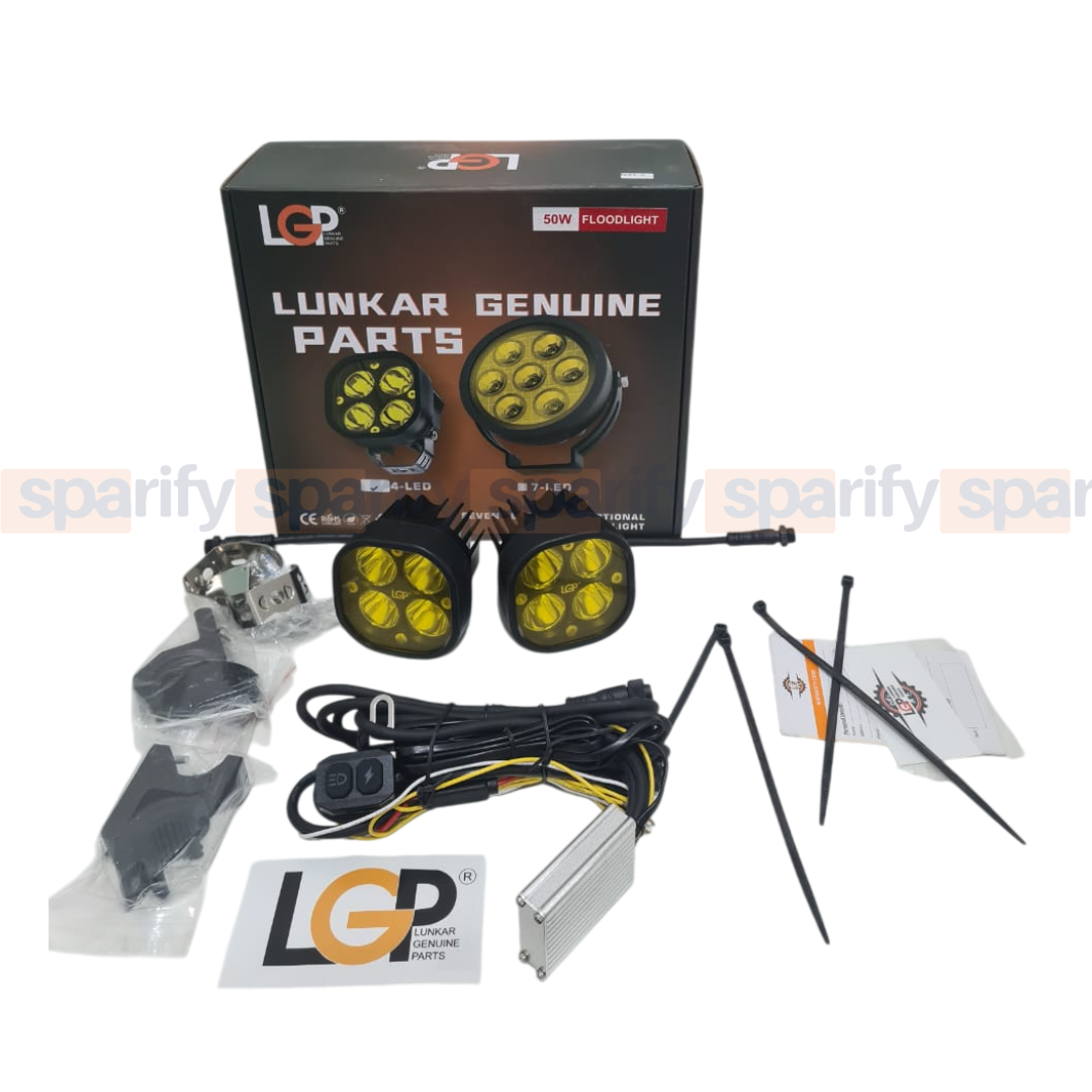 DK 40 SPOTLIGHTS  | White/Yellow | with wiring harness and wireless button switch | 50W | 18 months warranty | Universal for cars and motorcycles | LGP
