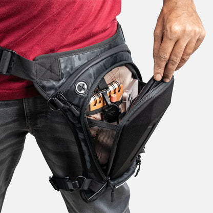 Carbonado Turtle Unisex Waist Bag | Multipurpose Utility Waist Pouch | Cross Body | Strap to Leg or Hip | for Motorcycling, Outdoor, Hiking, Adventure and Travel - BLACK