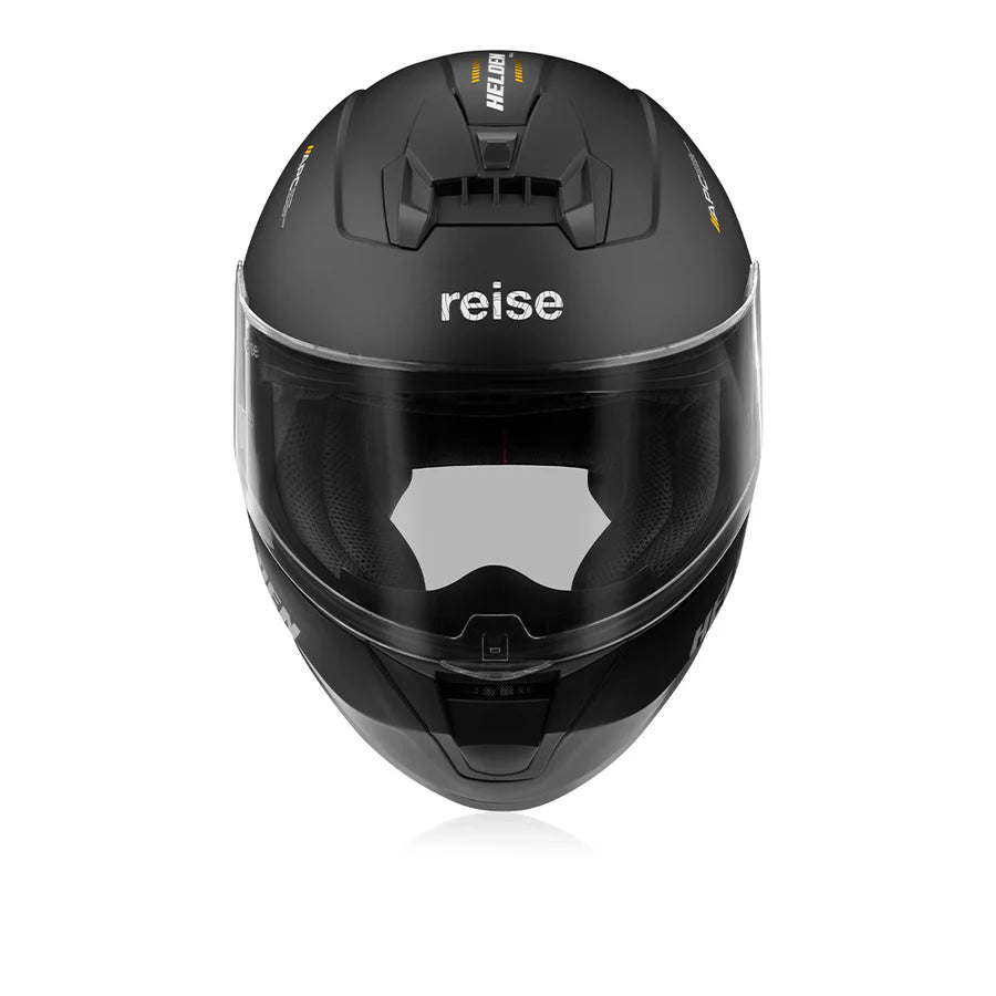 Reise Helden Full Face Riding Helmet | ISI/DOT/ECE Certified | European Design | Bluetooth Ready | Polycarbonate Shell -  Matte Black