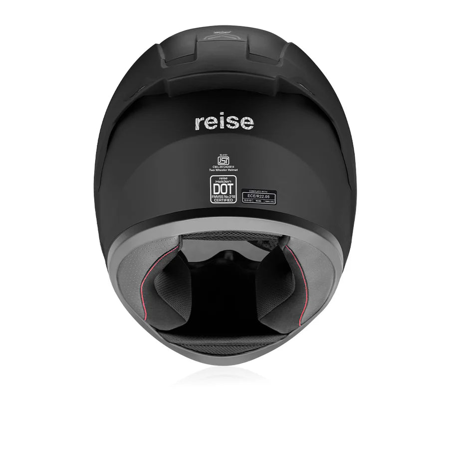 Reise Helden Full Face Riding Helmet | ISI/DOT/ECE Certified | European Design | Bluetooth Ready | Polycarbonate Shell -  Matte Black