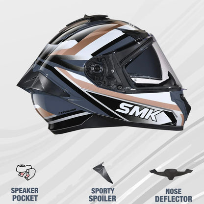 SMK Typhoon Freeride ISI ECE & DOT Certified Full Face Dual Visor Helmet for Men and Women with Pinlock Fitted Clear Visor and Inner Sun Visor ( GL627