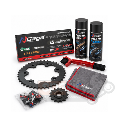 NGage TORQX Gold Series Star-Ring Chain Sprocket Combo Kit for Royal Enfield Interceptor 650 & Continental GT 650 - COMBO