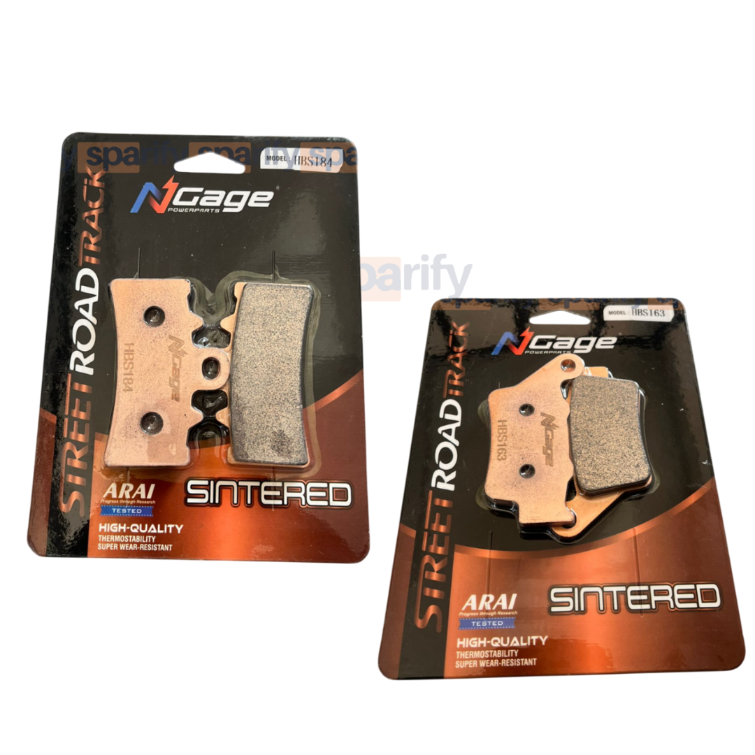 COMBO - KTM Duke 125/ 200/ 250/ 390 ( bs3 , bs4 , bs6 )| front and rear sintered brake pads | NGAGE POWERPARTS - ARAI Certified for Extreme Performance