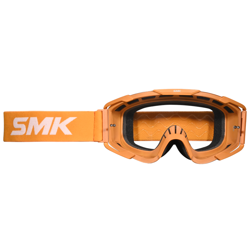 SMK MX Terrain Off-Road Motorcycle Goggles – Orange helmet highlight 