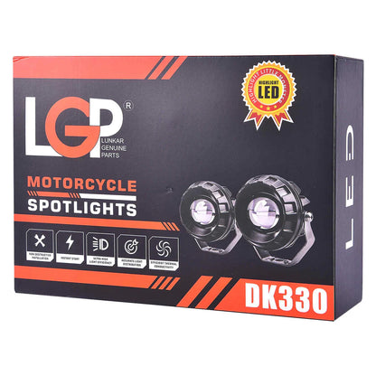 DK330 HIGH POWER SPOTLIGHT | 60W |  Ultra Wide Driving Fog Lights | White/Yellow | with wiring harness and Intelligent wireless button switch | 1 year warranty | LGP