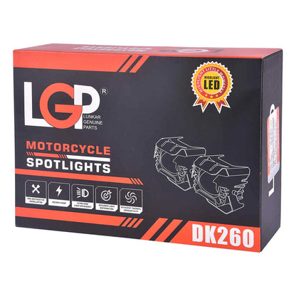 LGP FOG LAMP DK260 WITH WIRING HARNESS AND WIRED SWITCH FOR ALL BIKES | 18 MONTHS WARRANTY