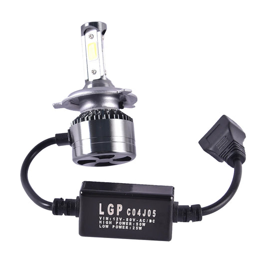 LGP AC/DC 12V to 80V H4 LED  Headlight Bulb with Cooling Fan Head Light Kit (50W White)- UNIVERSAL Only for Bike ( 1 YEAR WARRANTY )