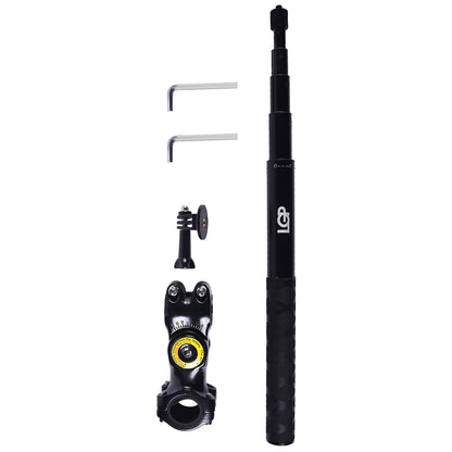 LGP Motorcycle Bike Mount | Invisible Selfie Stick | Bike Selfie Stick | Handlebar Mount Camera Bracket | Action Camera Bracket Adapter | Clamp Holder, Adjustable Length, For Gopro Hero 11/10/9/8 For Insta 360