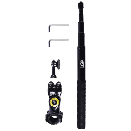 LGP Motorcycle Bike Mount | Invisible Selfie Stick | Bike Selfie Stick | Handlebar Mount Camera Bracket | Action Camera Bracket Adapter | Clamp Holder, Adjustable Length, For Gopro Hero 11/10/9/8 For Insta 360