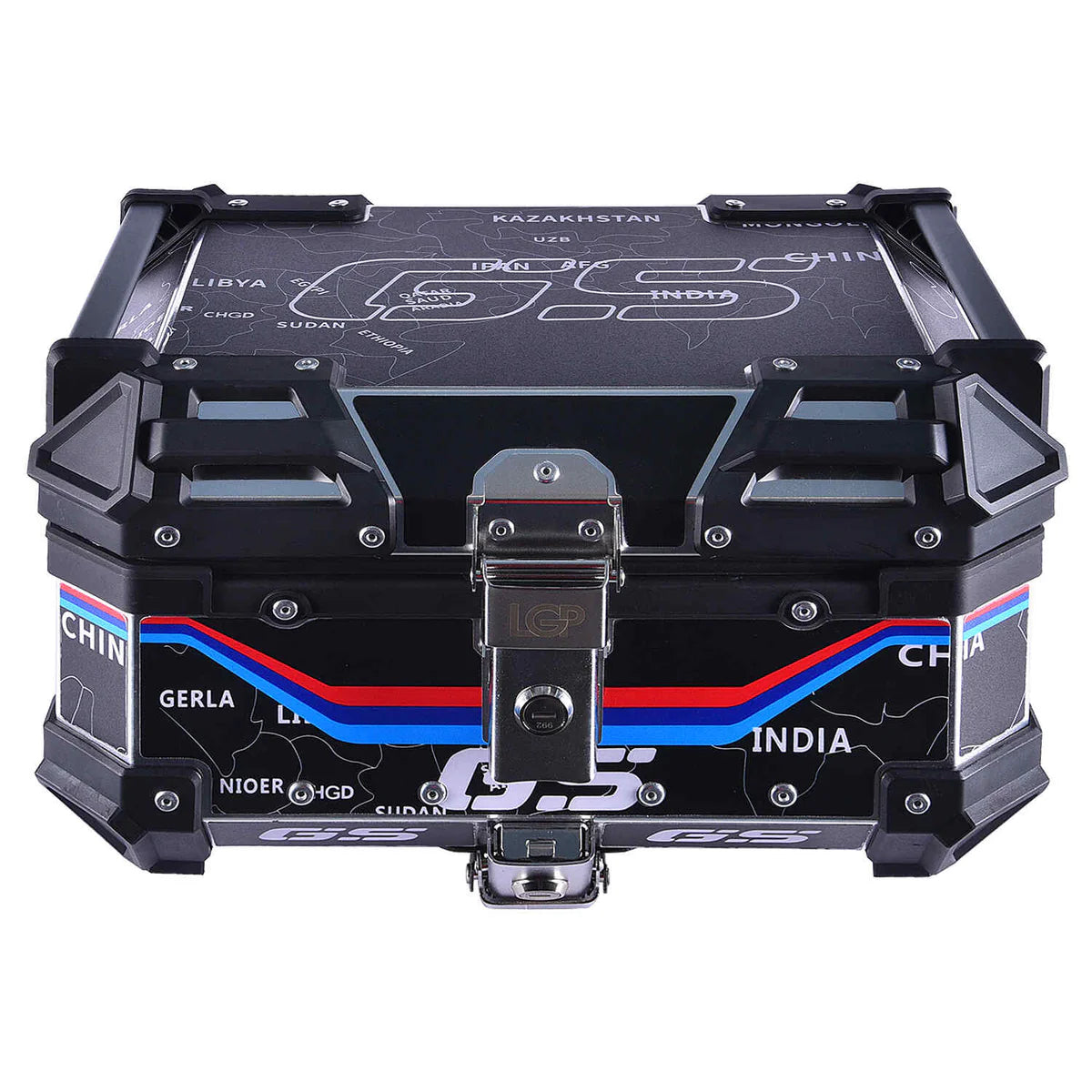 Wanderer GS LGP 25 litres | Inspired by International Moto Tourers aluminium top box | BLACK ( fits all motorcycles ) - 1 YEAR WARRANTY ( FREE CUSHION PAD INCLUDED )