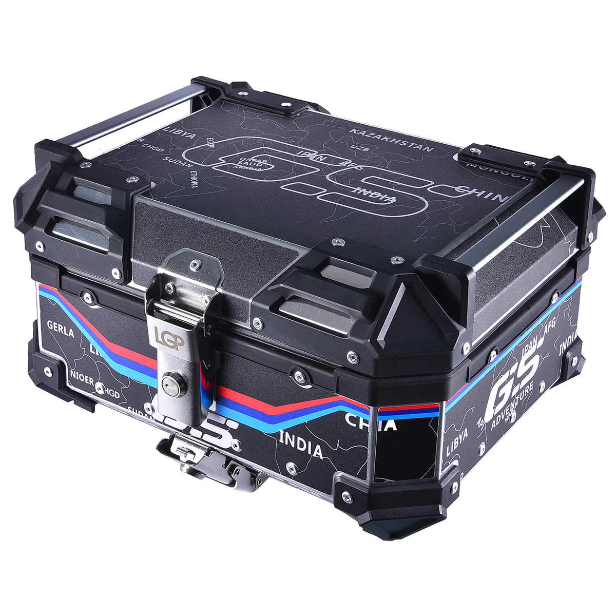 Wanderer GS LGP 25 litres | Inspired by International Moto Tourers aluminium top box | BLACK ( fits all motorcycles ) - 1 YEAR WARRANTY ( FREE CUSHION PAD INCLUDED )