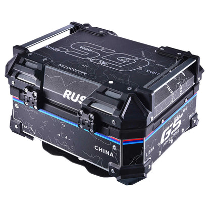 Wanderer GS LGP 25 litres | Inspired by International Moto Tourers aluminium top box | BLACK ( fits all motorcycles ) - 1 YEAR WARRANTY ( FREE CUSHION PAD INCLUDED )