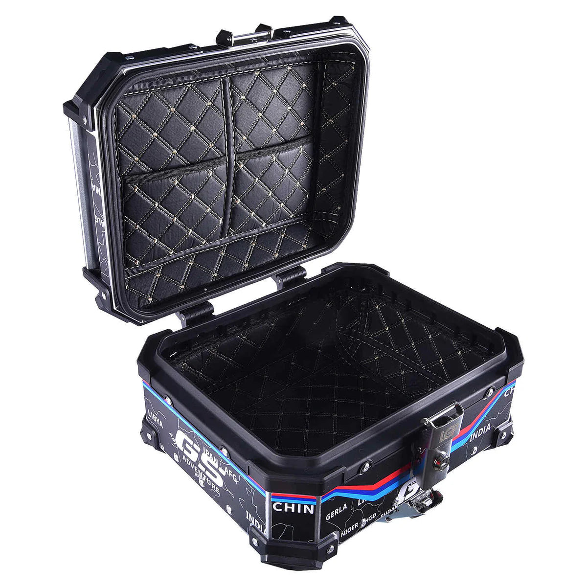 Wanderer GS LGP 25 litres | Inspired by International Moto Tourers aluminium top box | BLACK ( fits all motorcycles ) - 1 YEAR WARRANTY ( FREE CUSHION PAD INCLUDED )