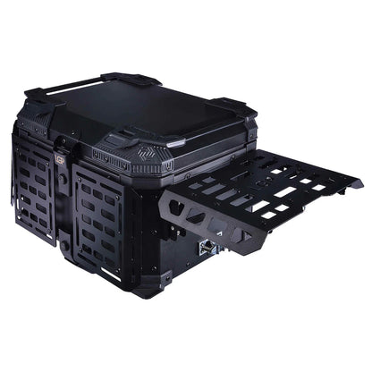 JB RACING litres | armoured aluminium alloy top box | Waterproof | BLACK ( fits all motorcycles ) - FREE BACKREST CUSHION PAD