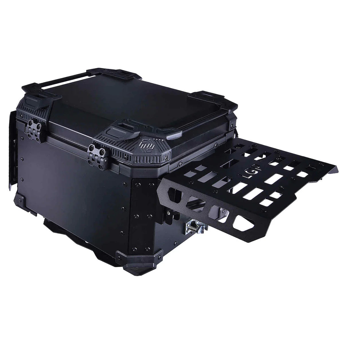 JB RACING litres | armoured aluminium alloy top box | Waterproof | BLACK ( fits all motorcycles ) - FREE BACKREST CUSHION PAD