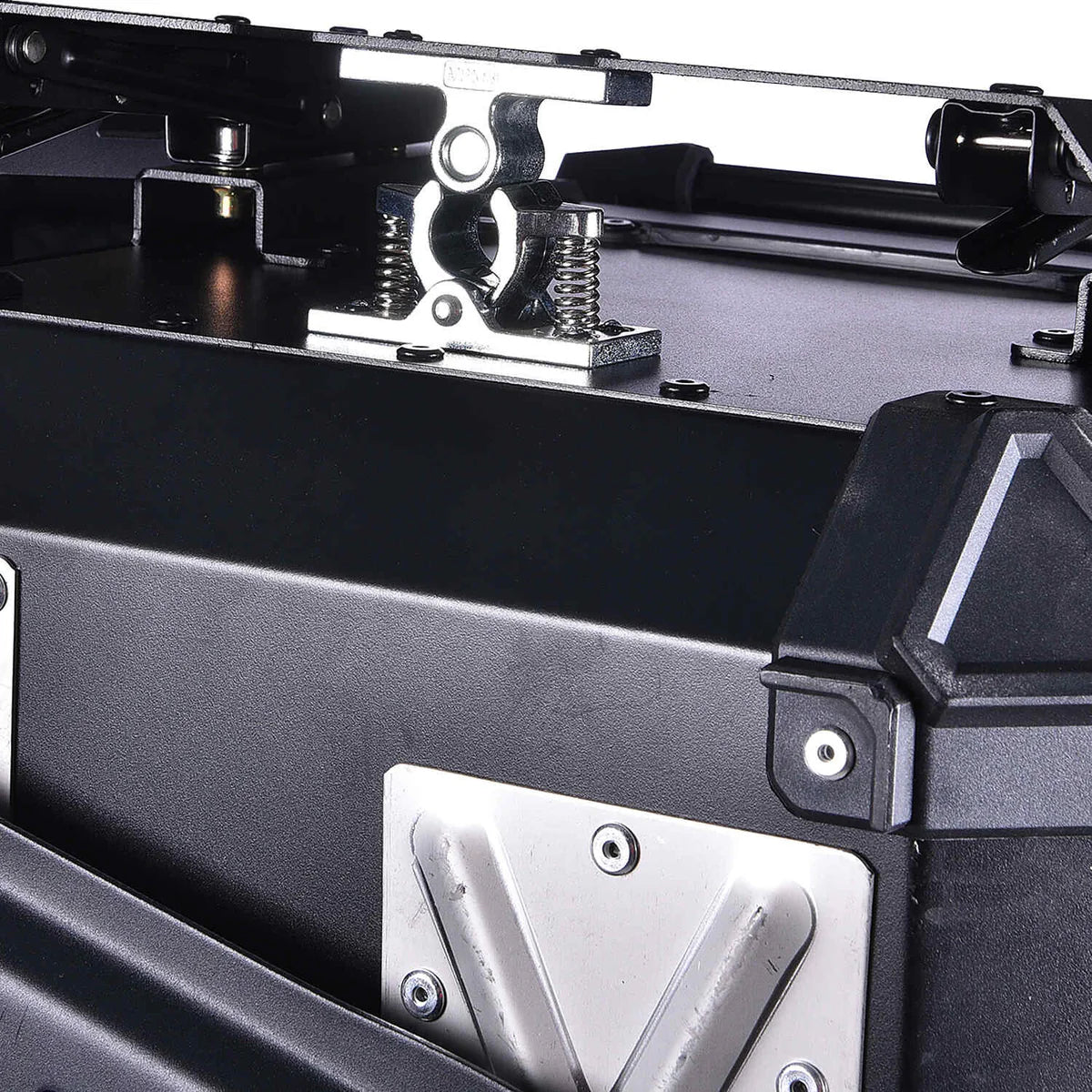 JB RACING litres | armoured aluminium alloy top box | Waterproof | BLACK ( fits all motorcycles ) - FREE BACKREST CUSHION PAD