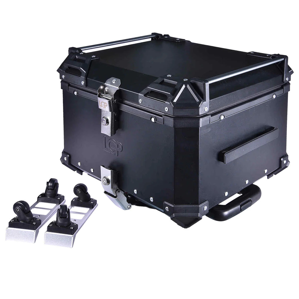 Trolley Top Box LGP -55L Premium fits all motorcycle Movable wheels Quick Release BLACK (free backrest cushion pad)