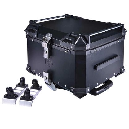 Trolley Top Box 2.0 | LGP -55L Premium fits all motorcycle  | Movable wheels | Quick Release - BLACK (free backrest cushion pad)