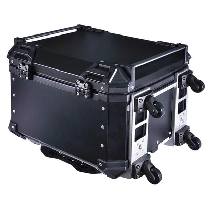 Trolley Top Box 2.0 | LGP -55L Premium fits all motorcycle  | Movable wheels | Quick Release - BLACK (free backrest cushion pad)