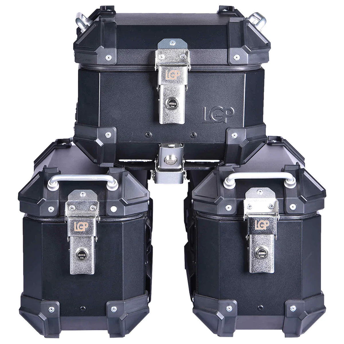 LGP SET OF 3 TOP BOX WITH PANNIERS SET 16+16+18 BLACK PLANE - COMBO