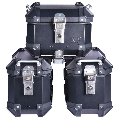 LGP SET OF 3 TOP BOX WITH PANNIERS SET 16+16+18 BLACK PLANE - COMBO