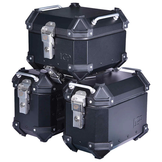 LGP SET OF 3 TOP BOX WITH PANNIERS SET 16+16+18 BLACK PLANE - COMBO