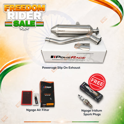 Hero Xpulse 210 - Powerage Performance Combo | Slip-On Exhaust + NGAGE Hyper Flow Air Filter + NGAGE Double Iridium Spark Plug